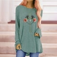 thumbnail image 2 of Pompotops T-Shirt de Noël Décontracté pour Femmes Col Rond Fond Flocon de Neige Manches Longues, 2 of 5