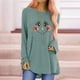 thumbnail image 2 of Camiseta de manga larga con fondo de copo de nieve y cuello redondo casual de Navidad para mujer Top Pompotops gfhjh4745, 2 of 5