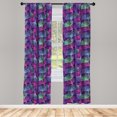 thumbnail image 4 of Ambesonne Botany Window Curtains, Tropical Ginkgo Leaves Art, Each 28" W x 84" L, Purple Magenta and Green, 4 of 4