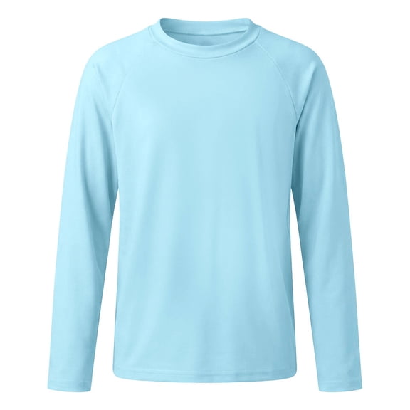 Ticikt Kids UPF 50 Rash Guard Long Sleeve Swim Shirt Sun Protection Beach Top for Boys,Light Blue1