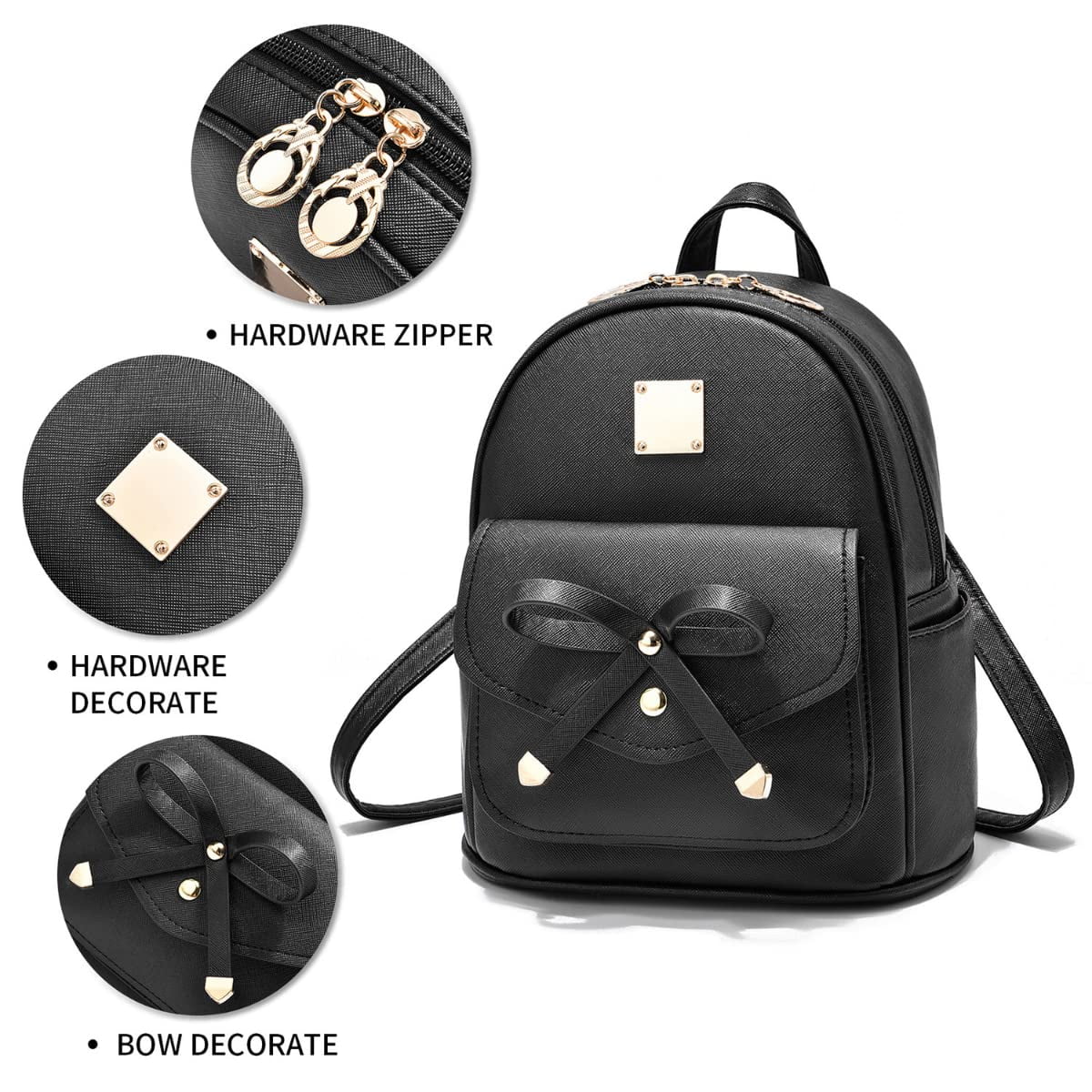 5924 Mini Backpack Girls Cute Bowknot Small Backpack Purse Leather Bookbag KL928 Bowknot Polka Dot Cute Mini Backpack Small Daypacks  main image 2