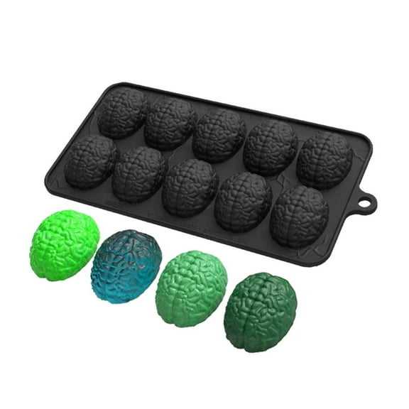 ROCKROK 10 Cavity Dishwasher Safe Silicone Brains Mold Baking Class Student Supplies