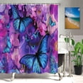 thumbnail image 2 of Bathroom Sets with Shower Curtain and Rugs, Toilet Lid Cover, Bath Mat, 4PCS Purple Rose Butterfly Shower Curtains for Bathroom, Romantic Flower Shower Curtains Set for Bathroom Decor, 2 of 7