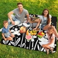 thumbnail image 7 of Black And White Ink Flower Outdoor Picnic Blanket, Foldable Waterproof Beach Mat, Portable Beach Blanket for Beach Camping, Hiking, Family Concerts, 7 of 7