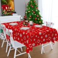 thumbnail image 4 of 60x84 Inch Merry Christmas Linen Table Cloths Rectangle Xmas Tree Snowflake Red Durable Tablecloths Winter Thickened Fabric Table Cover for Dining Room Outdoor Party Table Decor, 4 of 7