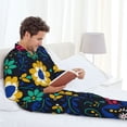 thumbnail image 6 of Sikiie Colorful Mexican Flower Mens Pajama Set, Soft Warm Long Sleeve Sleepwear, Cozy Button-Down Pjs for Men-Large, 6 of 7