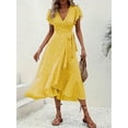 thumbnail image 3 of MORTTIC Women's Summer Boho Maxi Dress - Floral Print, Wrap V Neck, Short Sleeve, Ruffle A-Line Flowy Wedding Guest Dress, 3 of 3