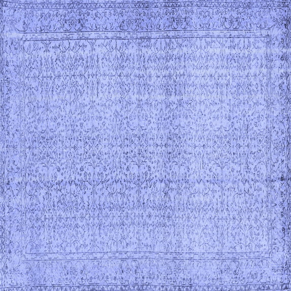 Ahgly Company Machine Washable Indoor Square Abstract Blue Contemporary Area Rugs, 4' Square