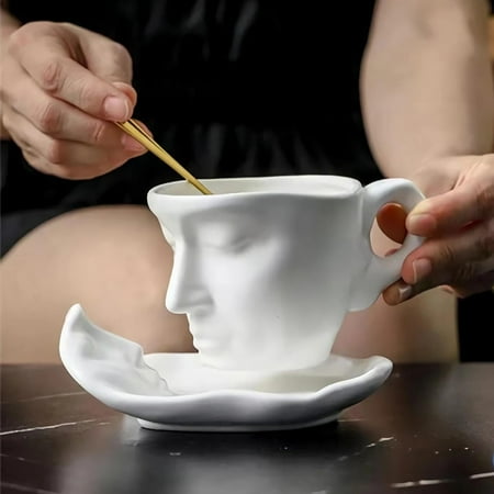 

Human Face Kissing Mugs Juice Water Cup Ceramic Coffee Mug Espresso Mugs Milk Tea Mugs Table Arts for Chocolate Tea Cappuccino Milk Beverage White