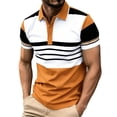 thumbnail image 2 of TKKCS Mens Short Sleeve Polo Shirts- Pullover Color Block Collared Casual Breathable Lightweight Striped Polos Orange Size 4XL, 2 of 6