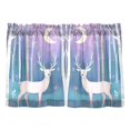 thumbnail image 7 of Yayeee Kitchen Curtains Tier Pair Light Filtering 27"x36" Rod Pocket Short Cafe Window Panel, Purple Night Deer, 7 of 7