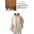 thumbnail image 3 of Elegant Tasseled Warm Poncho Shawl Hollow Wrap for Women Soft Warm Cape, 3 of 17
