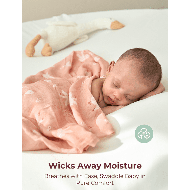 Muslin Swaddle Blankets, 4 Pack, 47x47 Inch photo 3