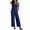 #03 Dark Blue 【Mix, Match & Rotate: Stock Up on Daily Colors】, variant on Women's Soft Fabric Loose Fit Jumpsuit, Mid Elastic Waist With Zipper, Solid Color Casual, Lounge Summer Office Wear, Womens Jumpsuit | VerBelle,Black S