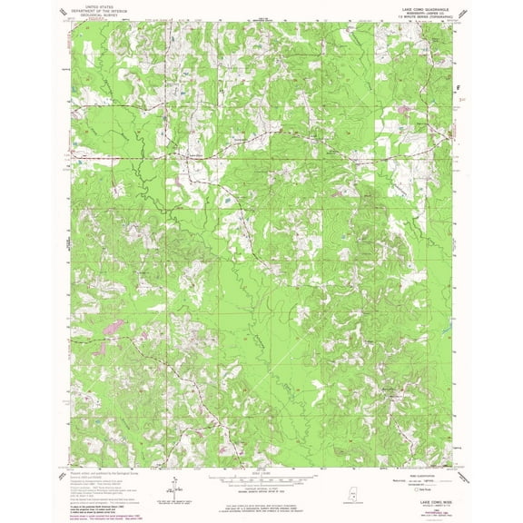 Topographical Map - Lake Como Mississippi Quad - USGS 1964 - Vintage Wall Art