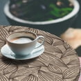 thumbnail image 3 of Ambesonne Floral Pattern Fitted Round Tablecloth, Line Flowers Boho, 56"- 60" Diameter, Cocoa Dark Taupe and White, 3 of 5
