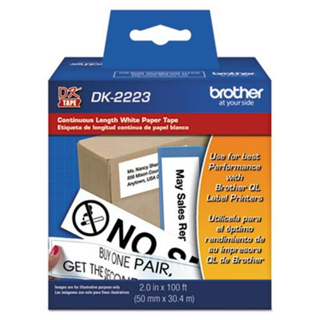 Brother International DK2223 2 in. Continuous Paper Label Tape - Black & White