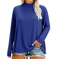 thumbnail image 3 of Women's Long Sleeve Mock Neck Base Tee Casual Trim Top Plus Size Lightweight, 3 of 5
