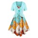 thumbnail image 1 of Vestido Talla Extra Estampado Volantes y Bufanda Rosegal Vestidos casuales de talla grande, 1 of 5