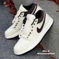 thumbnail image 1 of N I-K-E A i r-Jor-dan 1 Low PRM Shoes Pale Ivory Baroque Brown IB8058-110 Men's Sizes, 1 of 6
