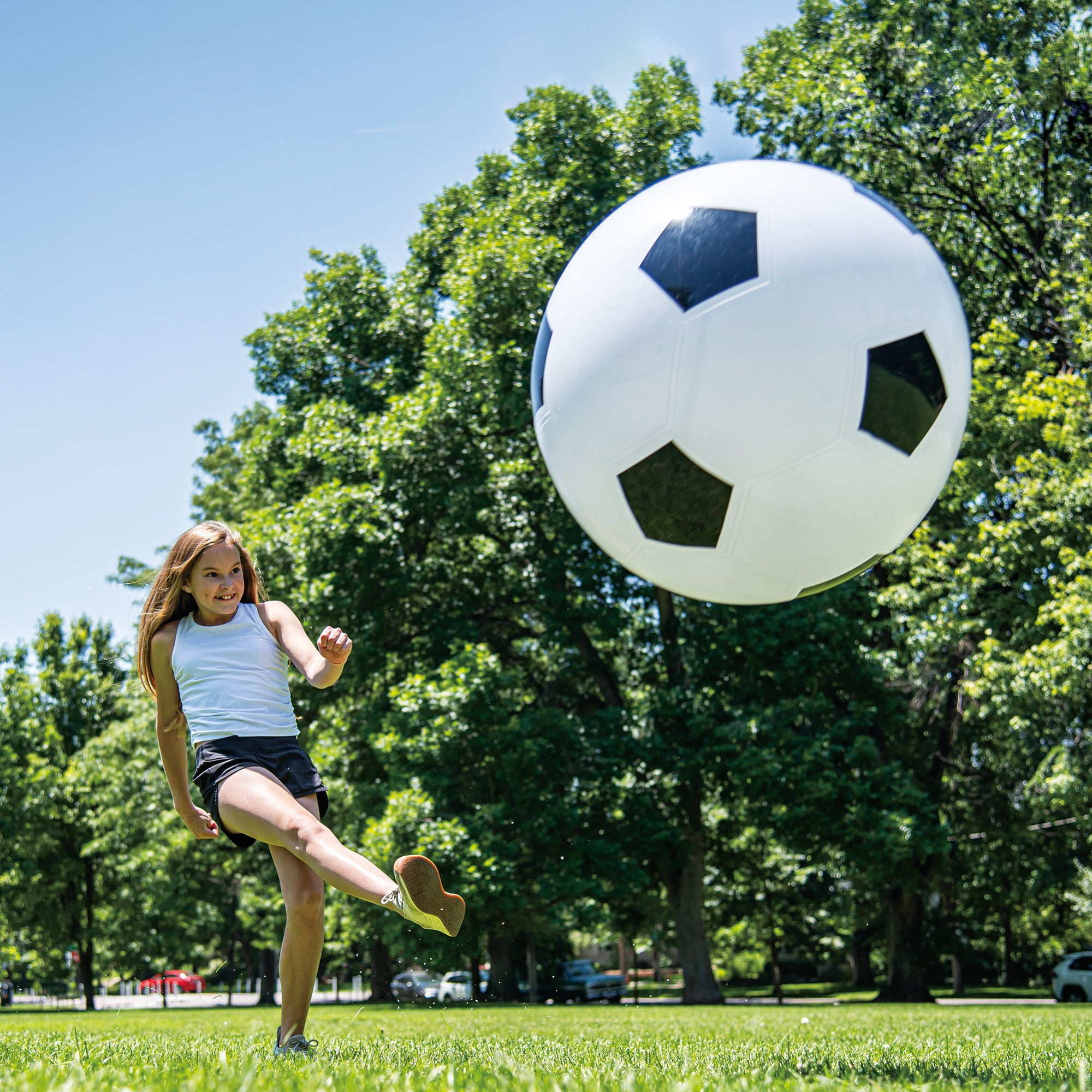 Do-U-Play: Jumbo Soccer Ball - 30" Inflatable Ball, Outdoor Sports Play, Kick-Chase-Bounce, Hand Pump, Easy Inflate & Deflate, Adults & Kids Ages 3+