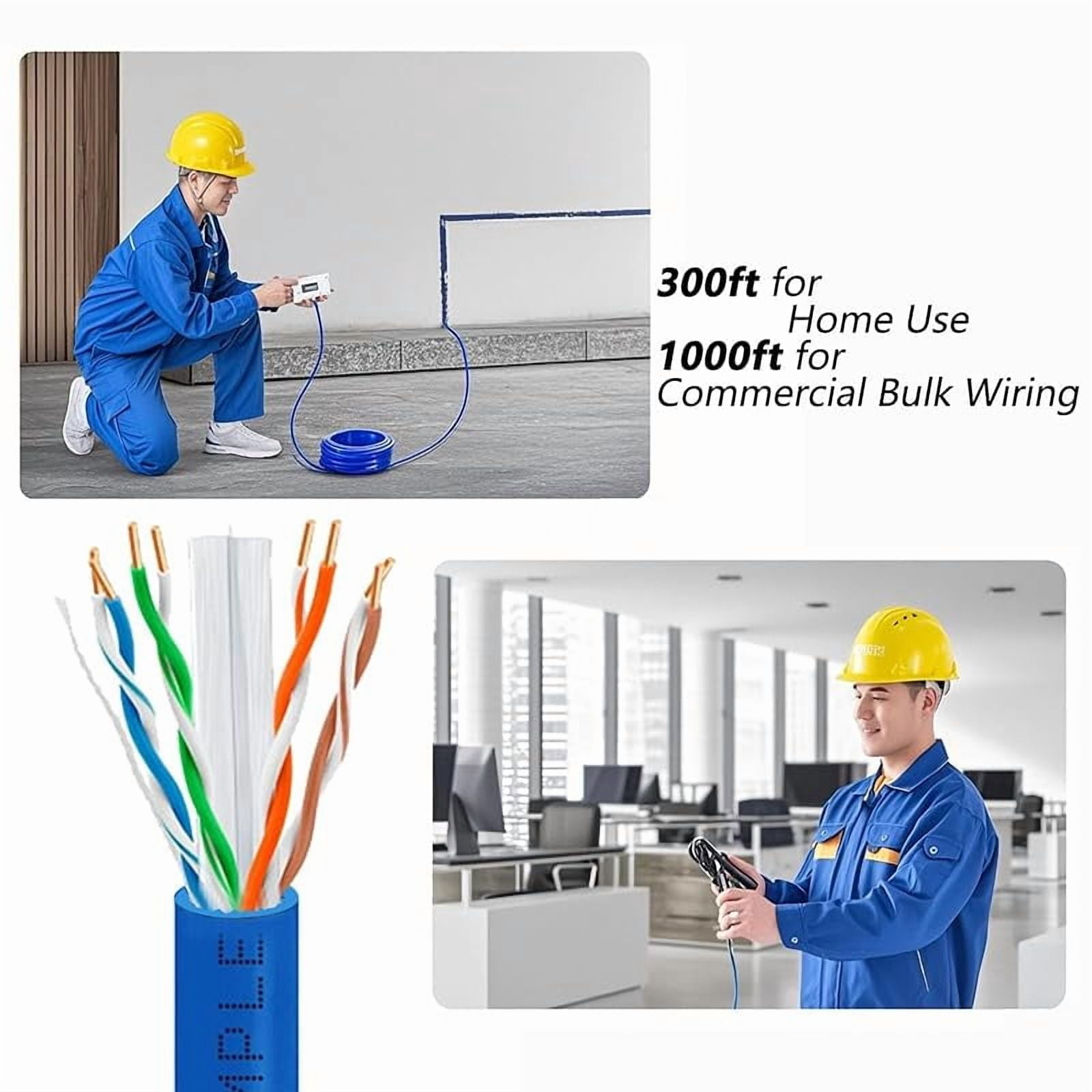 Davonpha 300ft Cat6 Ethernet Cable & Crimper Kit, 23AWG Solid Copper, 550MHz 2.5Gb/s, PoE++ (60W), for Security Cameras & Networking