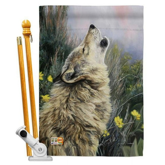 Breeze Decor BD-WL-HS-110059-IP-BO-D-US12-AL 28 x 40 in. The Call Nature Wildlife Impressions Decorative Vertical Double Sided House Flag Set with Pole Bracket Hardware