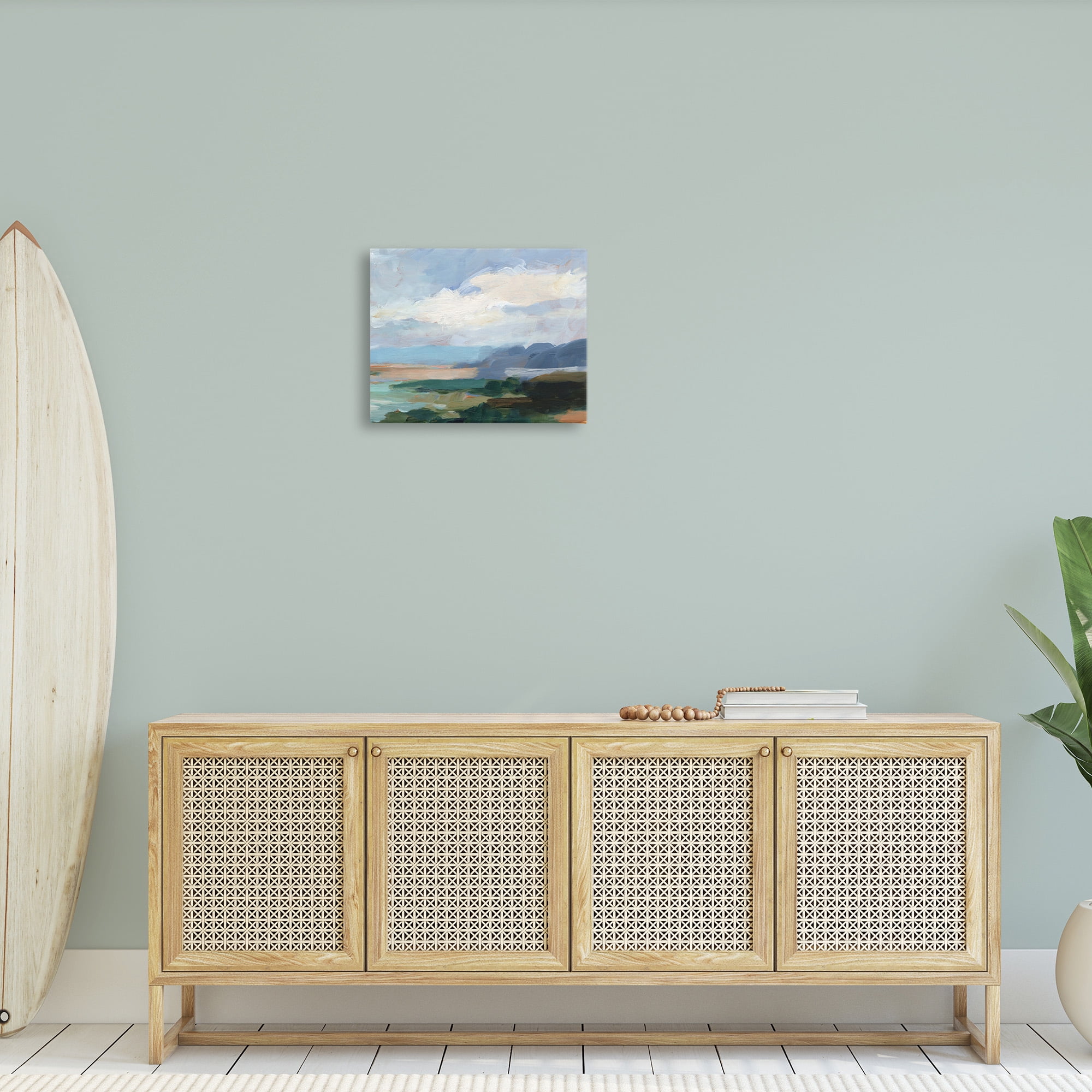 Stupell Industries Traditional Cloudy Beach Landscape Painting Gallery Wrapped Canvas Art Print Wall Art, 20 x 16
