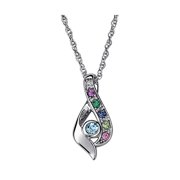 Personalized Planet Family Sterling Silver or 14K Gold over Silver Birthstone and Diamond Accent Teardrop Pendant, 20" ,Women's
