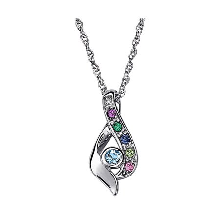 Personalized Planet Family Sterling Silver or 14K Gold over Silver Birthstone and Diamond Accent Teardrop Pendant, 20" ,Women's