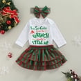 thumbnail image 2 of Fortune 2pcs Baby Girls Christmas Clothes Santa Letter Printed Romper+Striped Ruffles Skirts, 2 of 8