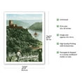 thumbnail image 2 of Travels in Germany (Deutschland) - Fürstenberg Castle Ruins - Rhine River - Vintage Travel Poster by F. Kratz c.1950s - Fine Art Matte Paper Print (Unframed) 20x26in, 2 of 4