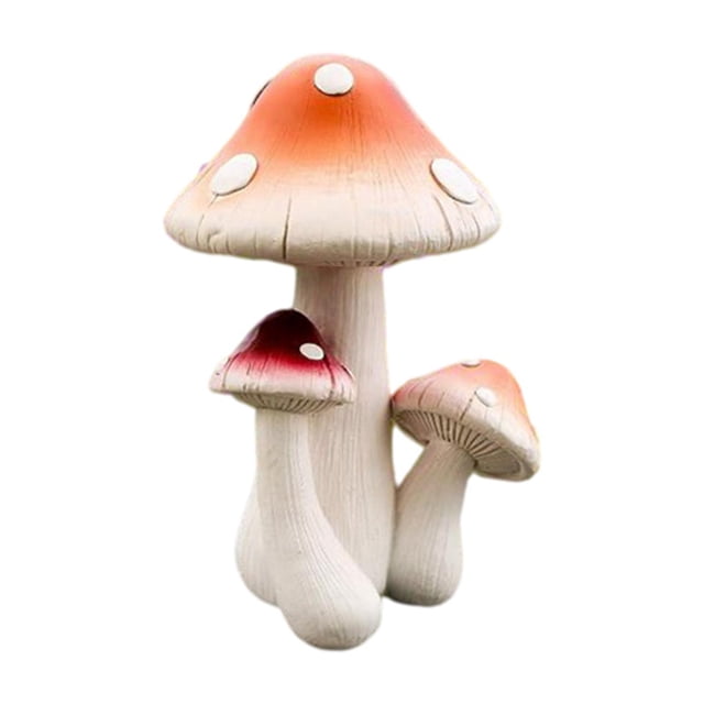 Estatua de hongo de simulación, figuras de hongos, esculturas de hongos en miniatura, artesanías Cabeza de 3 Hongos