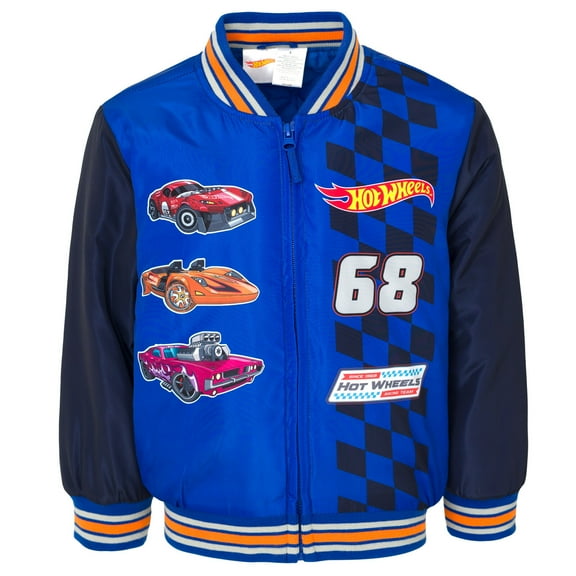 Hot Wheels Zip Up Varsity Bomber Jacket Toddler to Big Kid