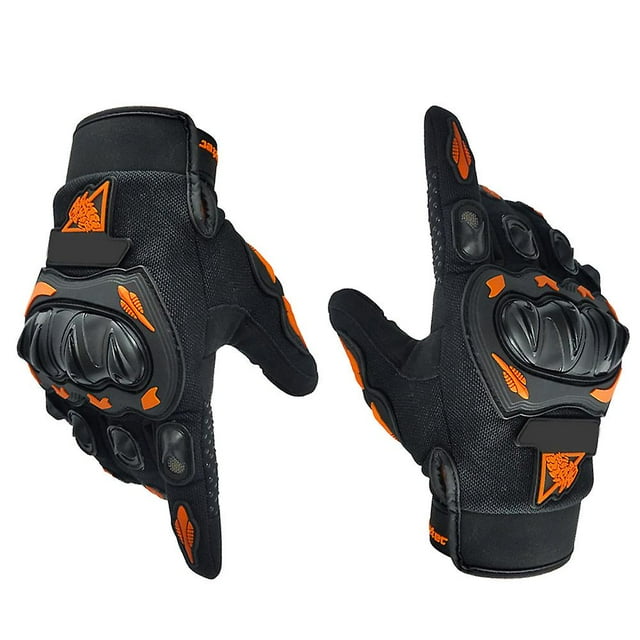 Guantes de moto con pantalla táctil y dedos completos para hombres y mujeres que practican equitación, carreras de carretera, ciclismo, escalada y motocross (naranja)