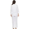 thumbnail image 3 of White Mark Women's 2-Piece Oversize Long Sleeve Button Down Cotton Linen Gauze Lounge Beach Set, 3 of 7