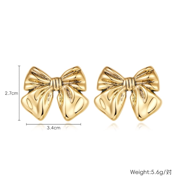 Pendientes de lazo chapados en cobre y oro real para mujer, estilo moderno, pendientes de lazo con personalidad para mujer, adecuados para una variedad de ocasiones.
