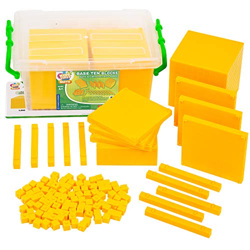 Kids First: Base Ten Blocks Math Kit w/ Activity Cards | Understand Base Ten Concepts, Decimal System, Area, Volume & More | Visual Hands-on Math for At-Home or Classroom Learning, Ages 4+