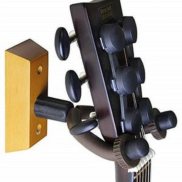 FIVE (5) BlueDot Trading Universal Wall Electric, Acoustic Classical, Banjo, Mandolin, Ukulele and Base Guitar Holder Attractive Cherry Wood Base ~ Hardware Included
