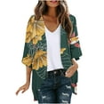 thumbnail image 2 of Xixinqiwan Women Chiffon Floral Printed Cardigan Half Sleeve Open Front Kimono Robe Tops Summer Beach Bikini Cover up Blouse, 2 of 5