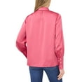 thumbnail image 2 of Women's Luxe Satin Imitation Pearl Button Down Blouse Color: Fresh Berry Size: XL, 2 of 3