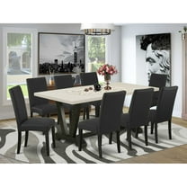 East West Furniture V-Style 9-piece Wood Dining Set in Black/White