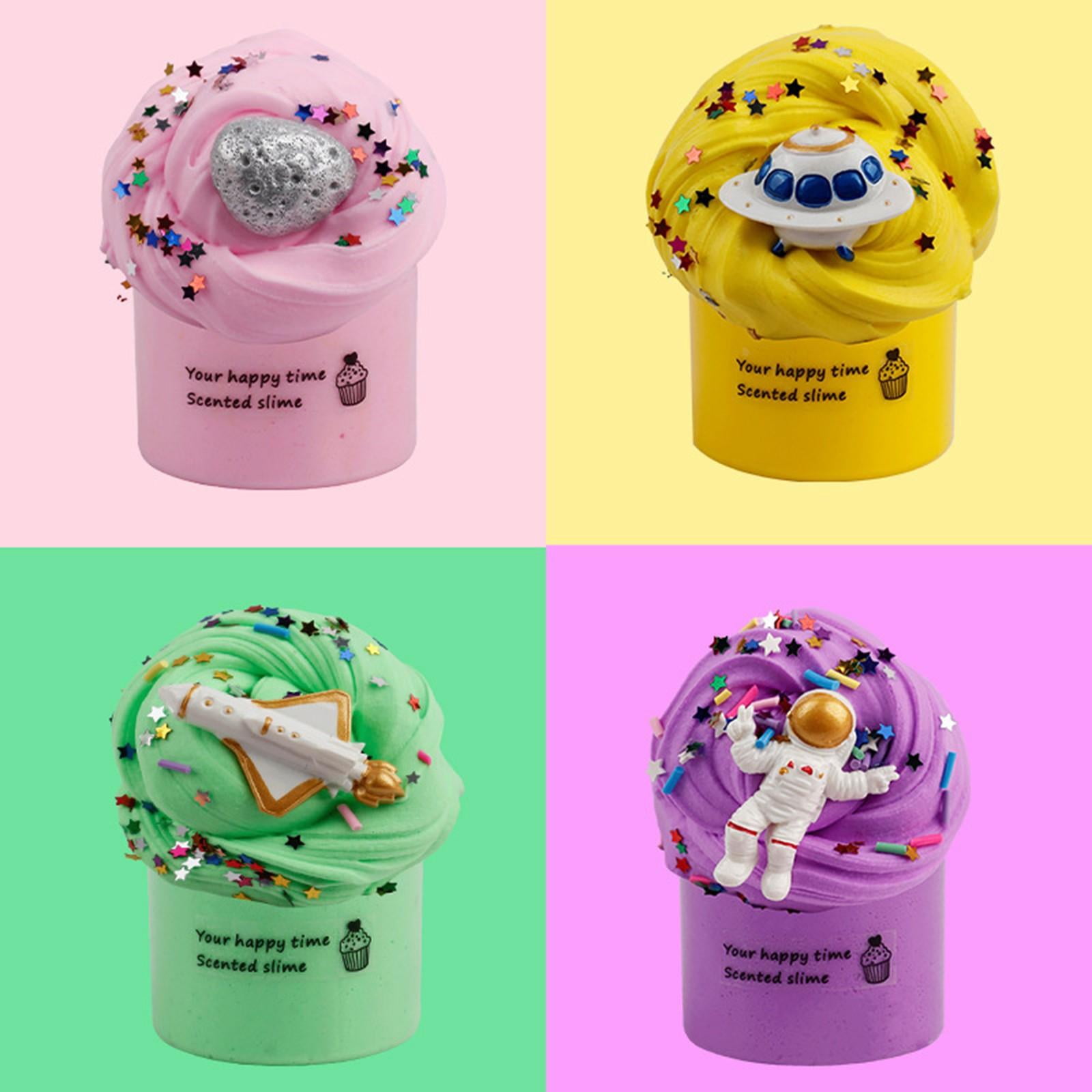 4-Pack Astronaut Slime Toy for Kids - Non-Sticky Galaxy Slime with Space Charms, Colorful Butter Slime Kit for Sensory Play, Party Favors, Stress Relief - Boys Girls Ages 3+
