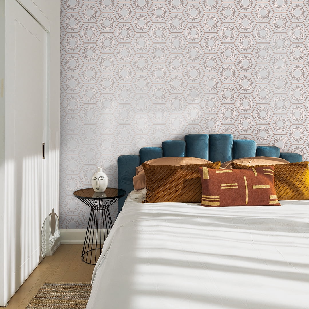 Tempaper Hello Sunshine Metallic Bronze Peel and Stick Wallpaper, 20.5" x 16.5'