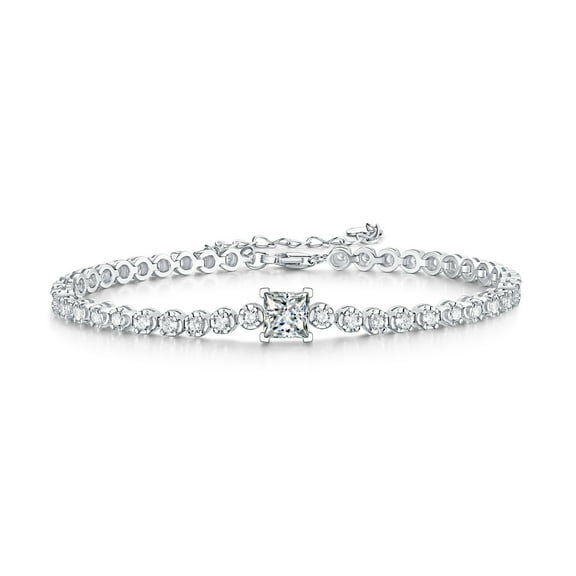 Adjustable Real Moissanite Tennis Bracelet 925 Sterling Silver 1Ct (6.3"-7.5" Size) Pass Tester, Gift Box Included