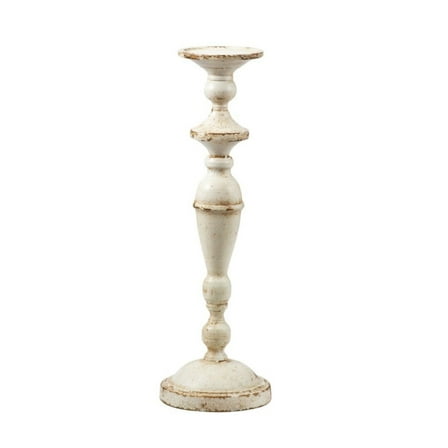 CC Home Furnishings Medium Vintage Style Pillar Candle Holder - 16" - White