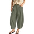 thumbnail image 3 of Breezora Women's Fashionable Casual Bucket Pants Cotton Linen Wide Leg Loose Fit Summer Breathable With Pockets, 3 of 6