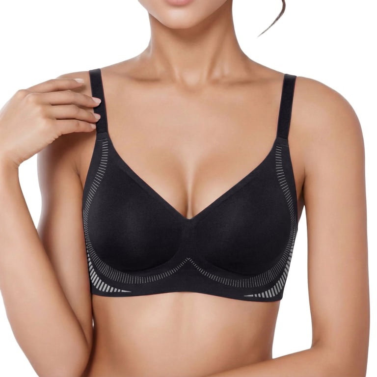 Lonya Beha's voor vrouwen niet bedrade naadloze comfort ondersteuning volledige dekking push-up V-hals zachte gewatteerde draadloze bralette t- shirt nul gevoel slaap alledaagse beha, Huid, S