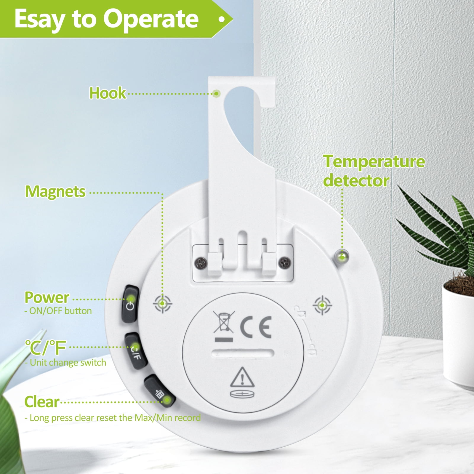 Geevon Small Digital Refrigerator Thermometer 3 Pack, IP65 Waterproof Max/Min Record Function with LCD Screen, Stand and Magnetic Back, for Fridge, Freezer Scenarios(Battery Included)