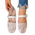thumbnail image 4 of HTHLVMD Floral Embroidered Mesh Flats, Pearl‑Decor Mary Jane Footwear, Mesh Embroidered Flats for Women Leopard Mary Jane Flats Ballet Shoes Round Toe Slip On Ballerina Floral Shoes, Gold 5.5, 4 of 4